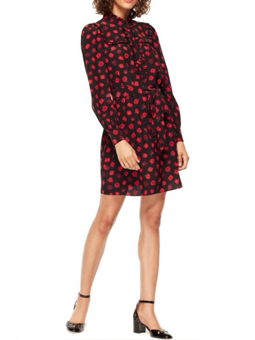 Kate Spade Silk Poppy Print Mini Shirtdress